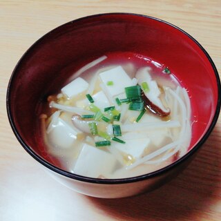 豆腐とえのきと椎茸の中華スープ